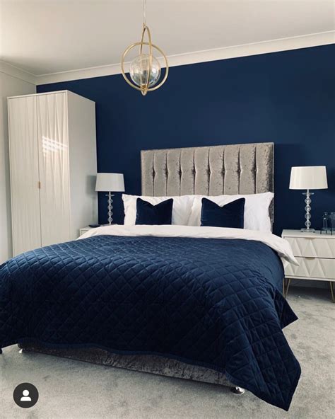 grey and navy bedroom.